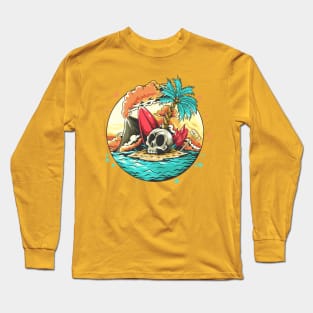 Skull head on the beach Long Sleeve T-Shirt